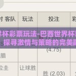巴西世界杯彩票玩法-巴西世界杯彩票新玩法，探寻激情与策略的完美融合