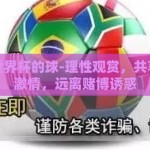 怎么赌世界杯的球-理性观赏，共享世界杯激情，远离赌博诱惑