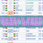 世界杯竞猜彩票怎么玩-掌握世界杯竞猜彩票的玩法，技巧与策略