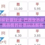巴西世界杯彩票玩法-巴西世界杯，激发全民热情的彩票玩法解析
