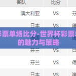 世界杯彩票单场比分-世界杯彩票单场比分的魅力与策略