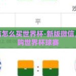 新版微信怎么买世界杯-新版微信，轻松选购世界杯球赛