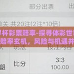 体彩世界杯彩票赔率-探寻体彩世界杯彩票的赔率玄机，风险与机遇并存