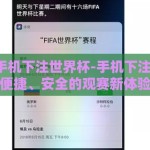 怎么用手机下注世界杯-手机下注世界杯，便捷、安全的观赛新体验