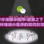 微信世界杯赌球小程序-浪潮之下，微信世界杯赌球小程序的双刃剑效应