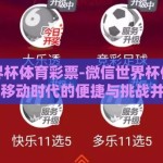 微信世界杯体育彩票-微信世界杯体育彩票，移动时代的便捷与挑战并存