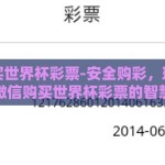 微信购买世界杯彩票-安全购彩，理性参与——微信购买世界杯彩票的智慧指南