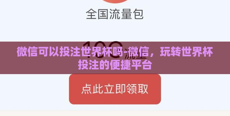 微信可以投注世界杯吗-微信，玩转世界杯投注的便捷平台