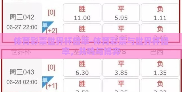 体育彩票世界杯倍率-体育彩票与世界杯倍率，共鸣与博弈