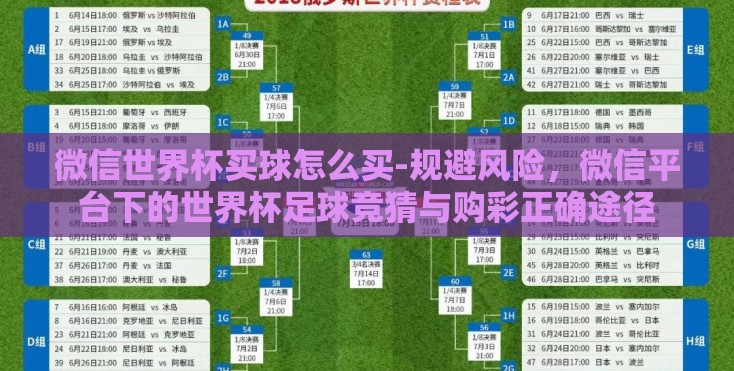 微信世界杯买球怎么买-规避风险,微信平台下的世界杯足球竞猜与购彩正确途径 微信世界杯买球怎么买-规避风险,微信平台下的世界杯足球竞猜与购彩正确途径