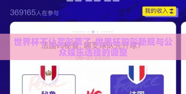 世界杯不让买彩票了-世界杯购彩新规与公众娱乐选择的调整