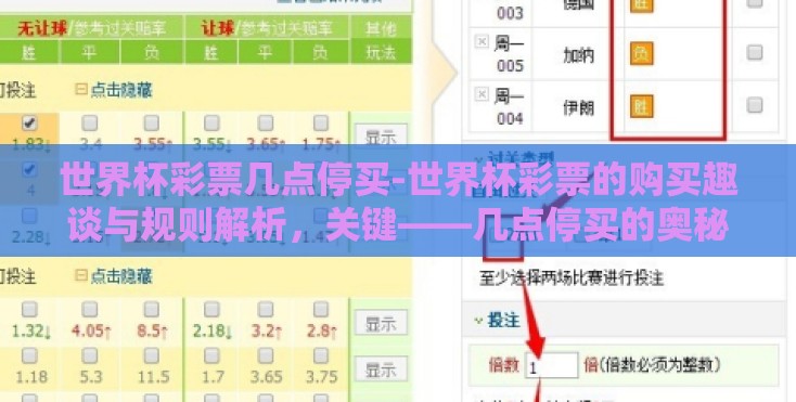 世界杯彩票几点停买-世界杯彩票的购买趣谈与规则解析，关键——几点停买的奥秘