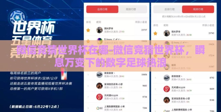微信竞猜世界杯在哪-微信竞猜世界杯，瞬息万变下的数字足球热浪