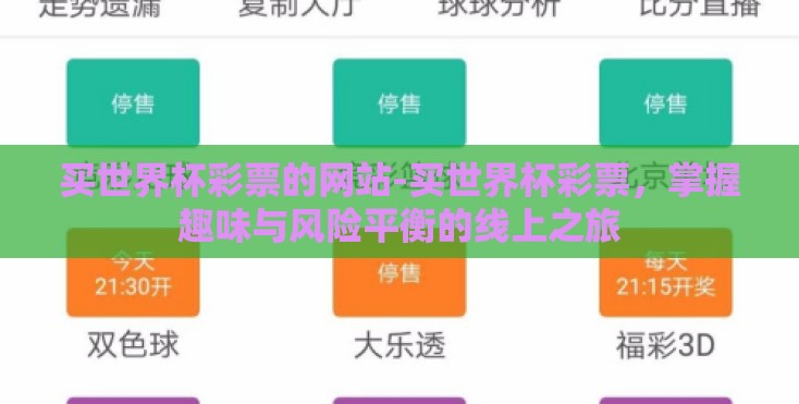 买世界杯彩票的网站-买世界杯彩票，掌握趣味与风险平衡的线上之旅