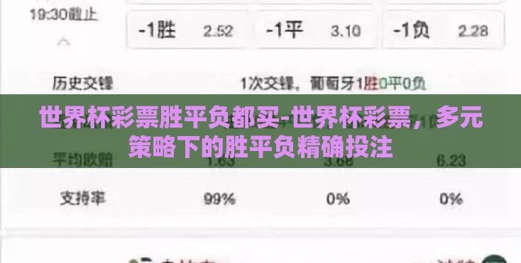 世界杯彩票胜平负都买-世界杯彩票,多元策略下的胜平负精确投注 世界杯彩票胜平负都买-世界杯彩票,多元策略下的胜平负精确投注