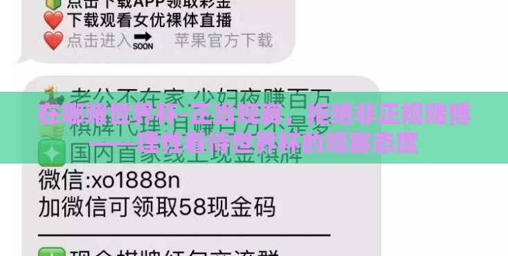 在哪赌世界杯-正当观赛，拒绝非正规赌博——理性看待世界杯的观赛态度