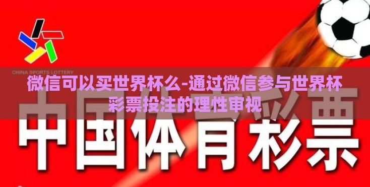 微信可以买世界杯么-通过微信参与世界杯彩票投注的理性审视 微信可以买世界杯么-通过微信参与世界杯彩票投注的理性审视