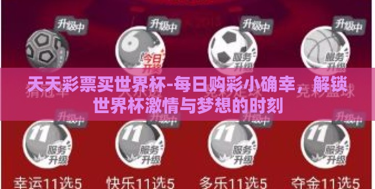 天天彩票买世界杯-每日购彩小确幸,解锁世界杯激情与梦想的时刻 天天彩票买世界杯-每日购彩小确幸,解锁世界杯激情与梦想的时刻