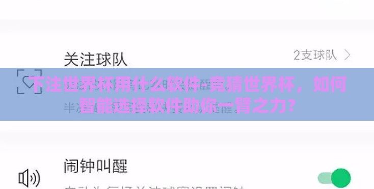 下注世界杯用什么软件-竞猜世界杯，如何智能选择软件助你一臂之力？