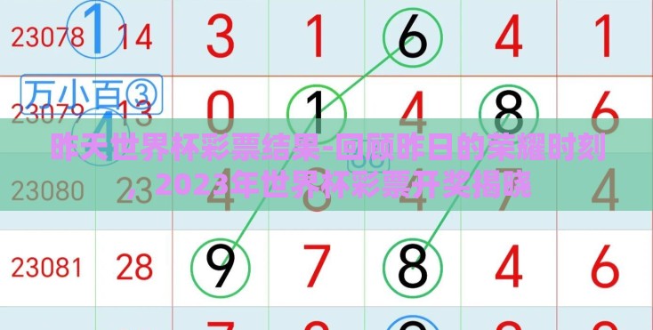 昨天世界杯彩票结果-回顾昨日的荣耀时刻，2023年世界杯彩票开奖揭晓