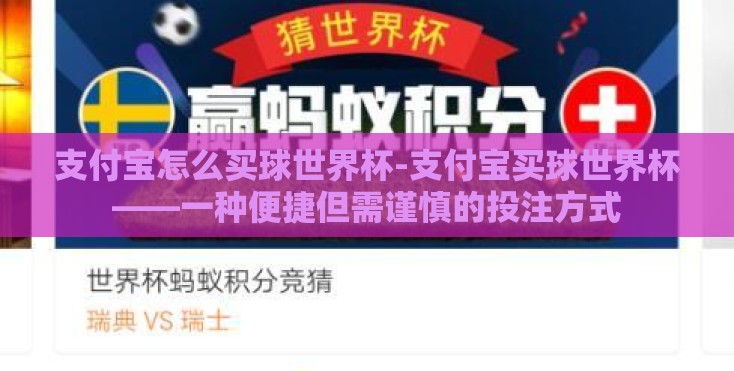 支付宝怎么买球世界杯-支付宝买球世界杯——一种便捷但需谨慎的投注方式