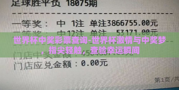世界杯中奖彩票查询-世界杯激情与中奖梦，指尖轻触，查验幸运瞬间