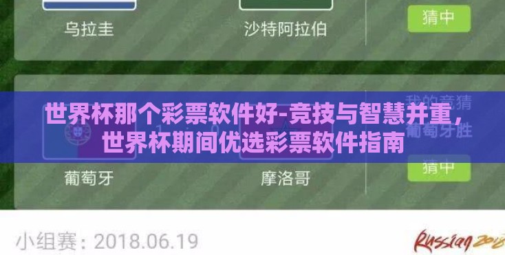 世界杯那个彩票软件好-竞技与智慧并重，世界杯期间优选彩票软件指南