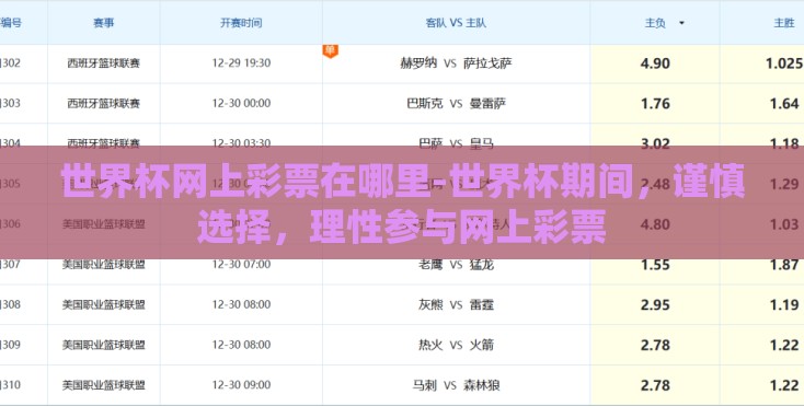 世界杯网上彩票在哪里-世界杯期间，谨慎选择，理性参与网上彩票