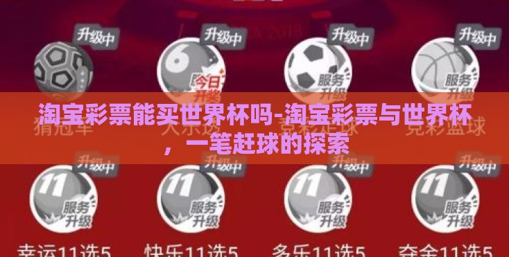 淘宝彩票能买世界杯吗-淘宝彩票与世界杯，一笔赶球的探索