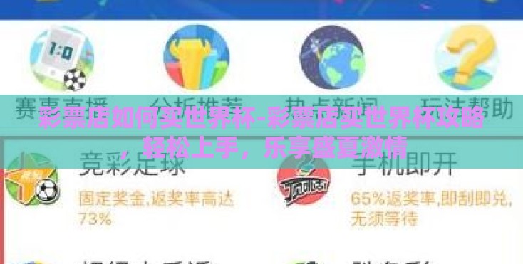 彩票店如何买世界杯-彩票店买世界杯攻略，轻松上手，乐享盛夏激情