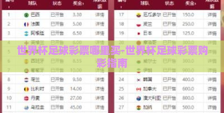 世界杯足球彩票哪里买-世界杯足球彩票购彩指南