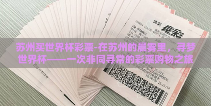 苏州买世界杯彩票-在苏州的晨雾里，寻梦世界杯——一次非同寻常的彩票购物之旅