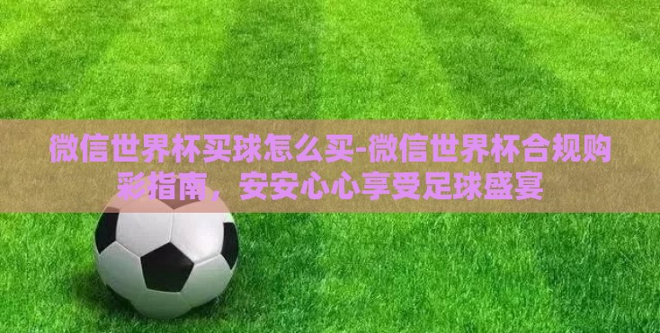 微信世界杯买球怎么买-微信世界杯合规购彩指南，安安心心享受足球盛宴