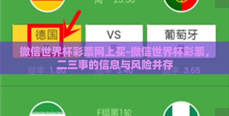 微信世界杯彩票网上买-微信世界杯彩票，二三事的信息与风险并存
