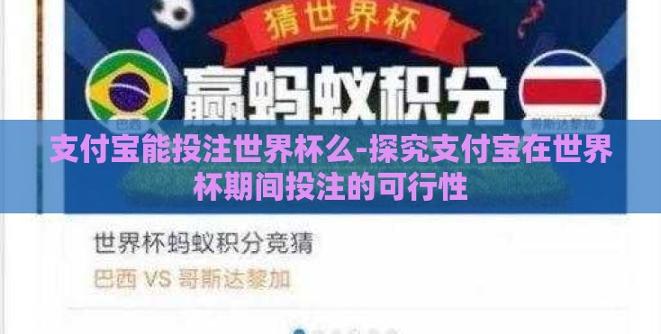 支付宝能投注世界杯么-探究支付宝在世界杯期间投注的可行性